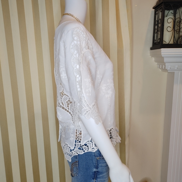 ANTHROPOLOGIE RAGA EMBROIRDERED BOHO TOP, WHITE M - Picture 4 of 8